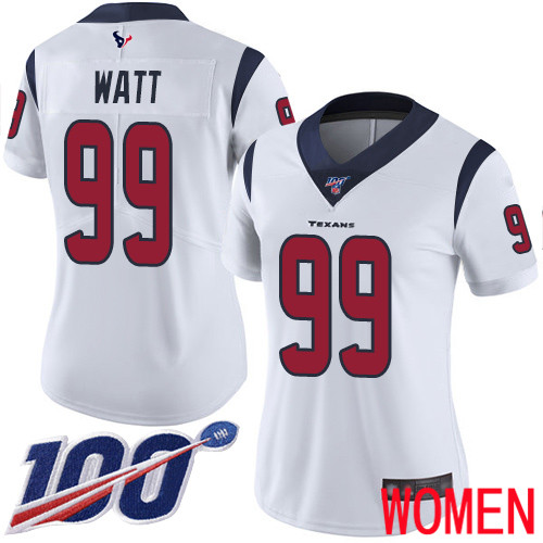Houston Texans Limited White Women J J  Watt Road Jersey NFL Football #99 100th Season Vapor Untouchable->youth nfl jersey->Youth Jersey